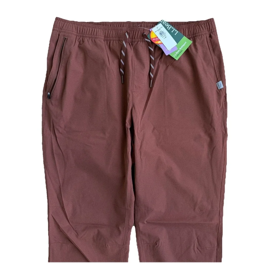 LL Bean Pants Mens Large Brown Multisport Performance Stretchy Baggy 30" NWT - Picture 2 of 14